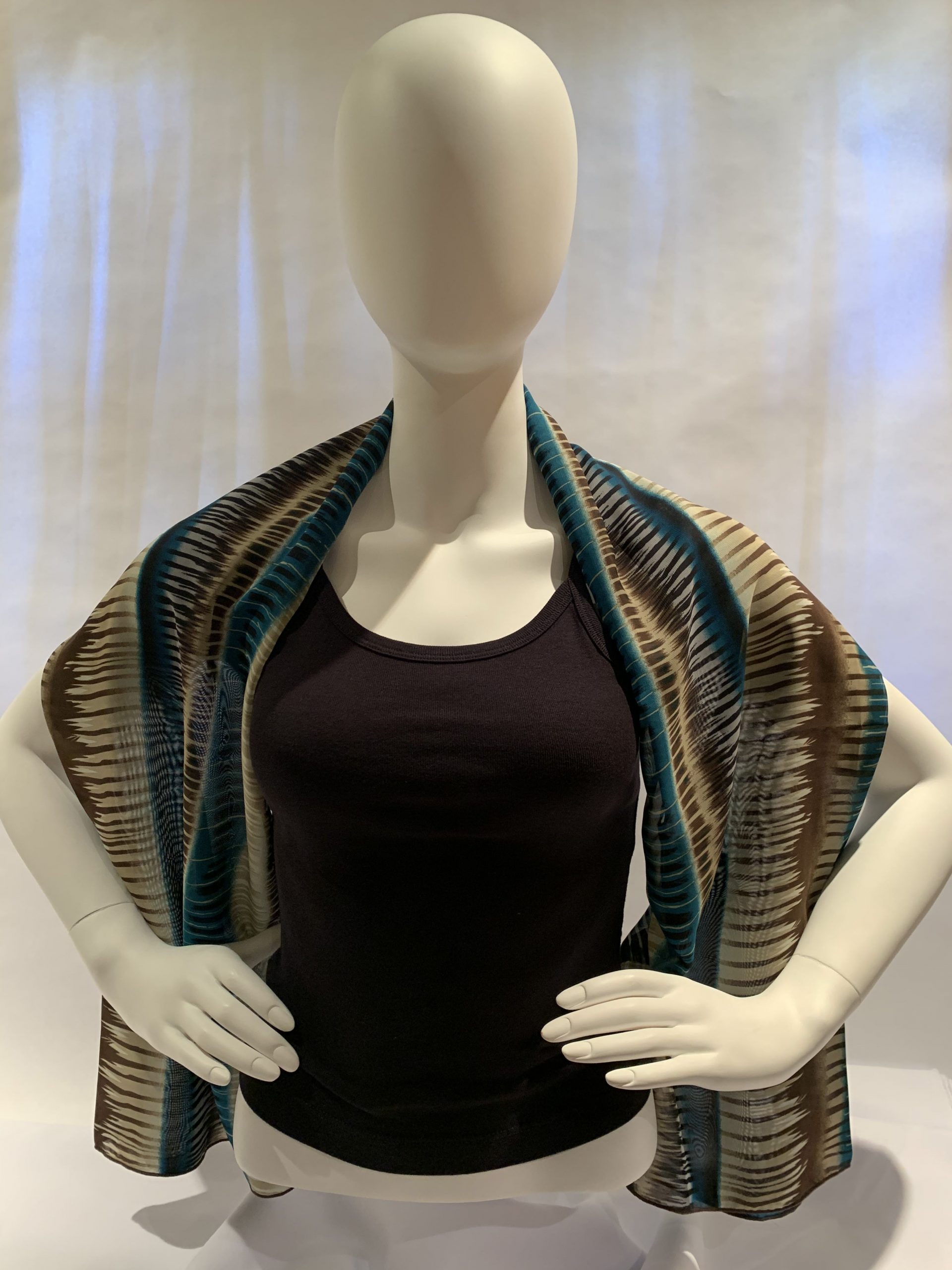 Black Blue Brown Mixed Cross Stripes Chiffon Scarf - Stately Designs By  Donna