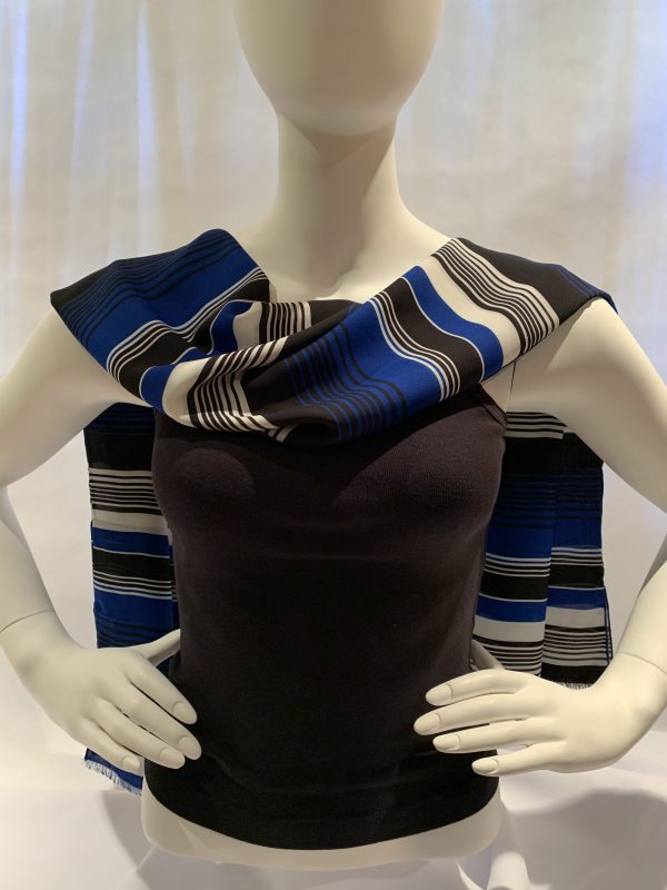 black-blue-white-multi-stripes-draped-back-shawl