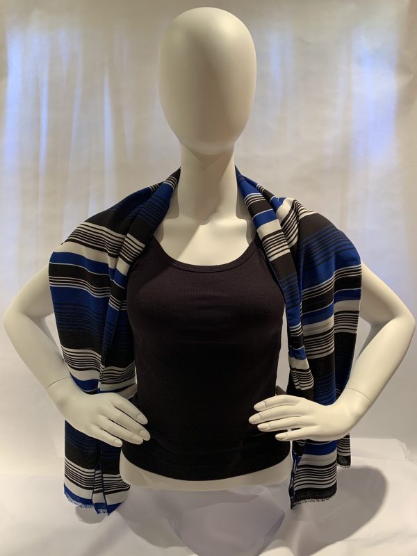 black-blue-white-multi-stripes-shawl