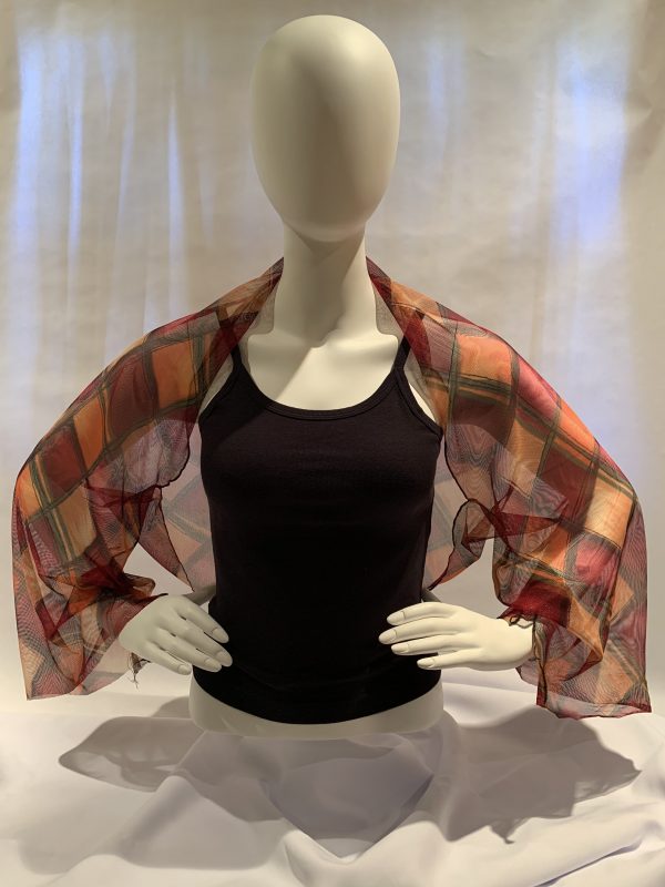 brown-orange-wine-checkered-print-bolero-shrug