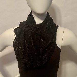 lace black floral silver sparkles draped scarf