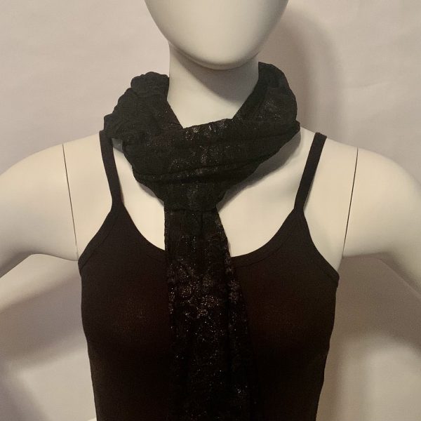 lace black floral silver sparkles tied scarf