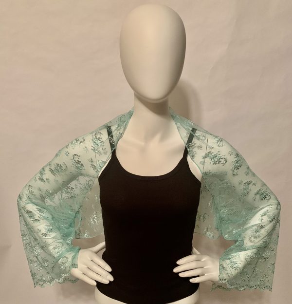 lace lt-green silver floral pattern bolero shrug