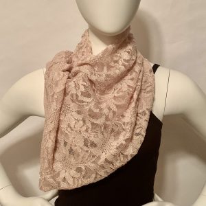 lace pastel pink floral silver sparkles draped scarf