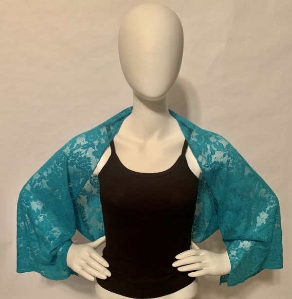 lace turquoise floral bolero shrug