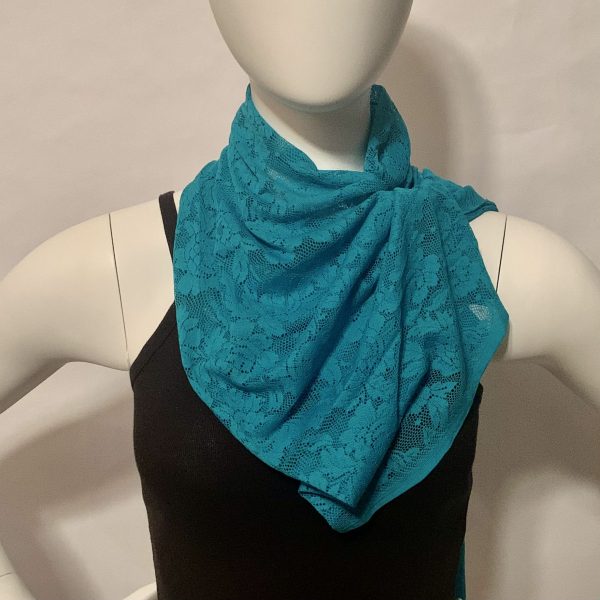 lace turquoise floral draped scarf