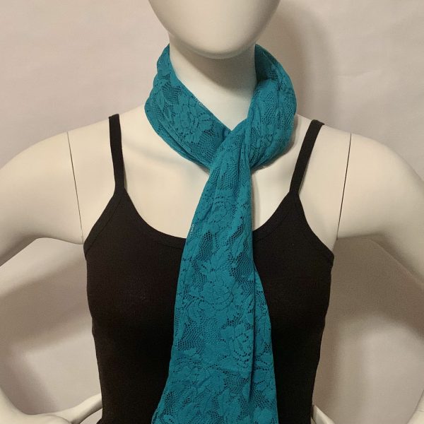 lace turquoise floral tied scarf