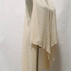 beige crochet knit vest side view