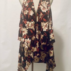 black cotton floral vest long