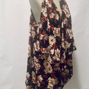 black cotton floral vest long side view