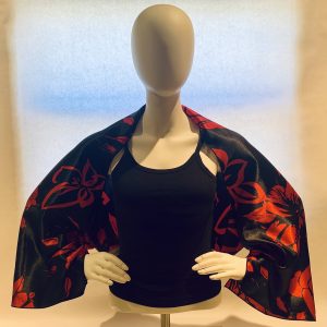 black red floral print bolero jacket