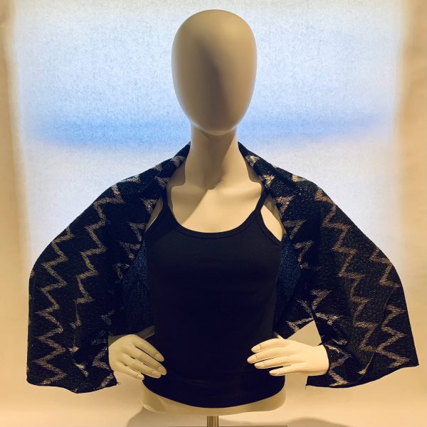 silver metallic zigzag knit shrug