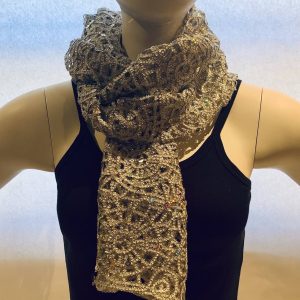 silver open weave sequin tied scarf
